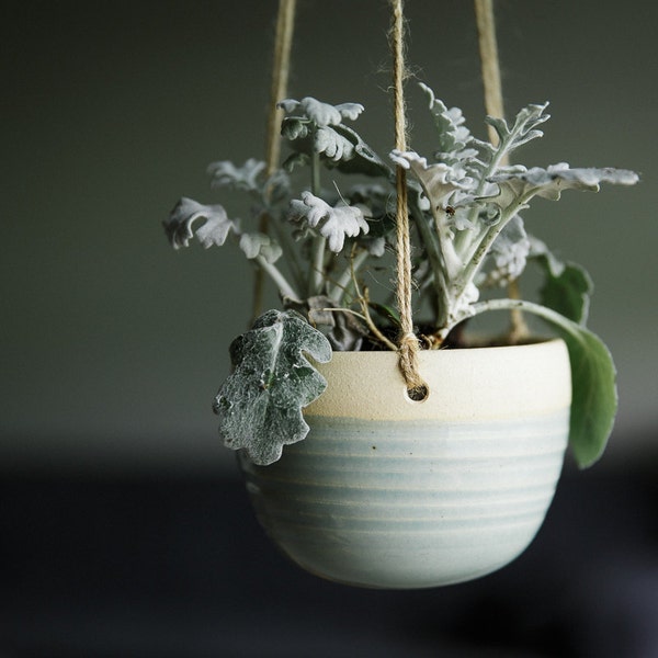 CERAMIC HANGING PLANTER // handmade planter in Turquoise. (Other colors available in "Hanging Planters" section.)