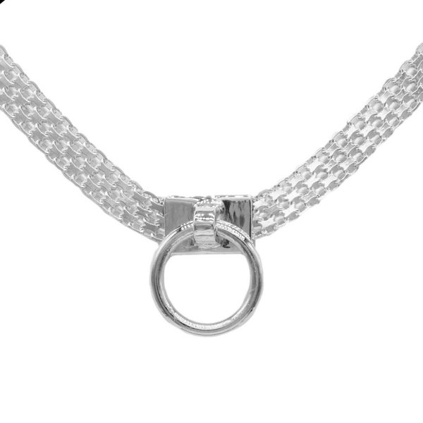 Discreet Submissive Locking BDSM Day Collar Choker Solid Hypoallergenic 925 Sterling Silver O-ring Eternity  Slave Bondage  ToBeHis