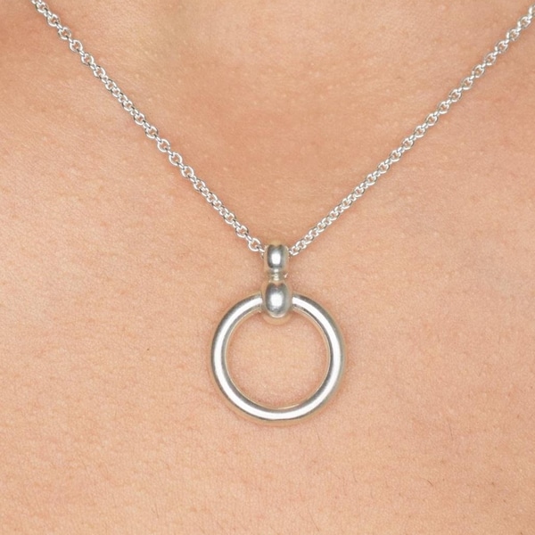 24/7 wear Ultra DISCREET Symbolic  Classic BDSM "O" Ring 925 Sterling Silver Slave Bondage Submissive Sub Necklace Day Collar ToBeHis