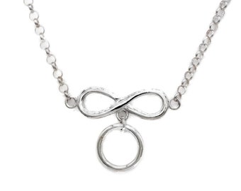 24/7 wear 925 Sterling Infinity with O Ring Locking BDSM Slave Submissive Sub Pet Bondage Submissive Day Collar Choker Necklace ToBeHis®