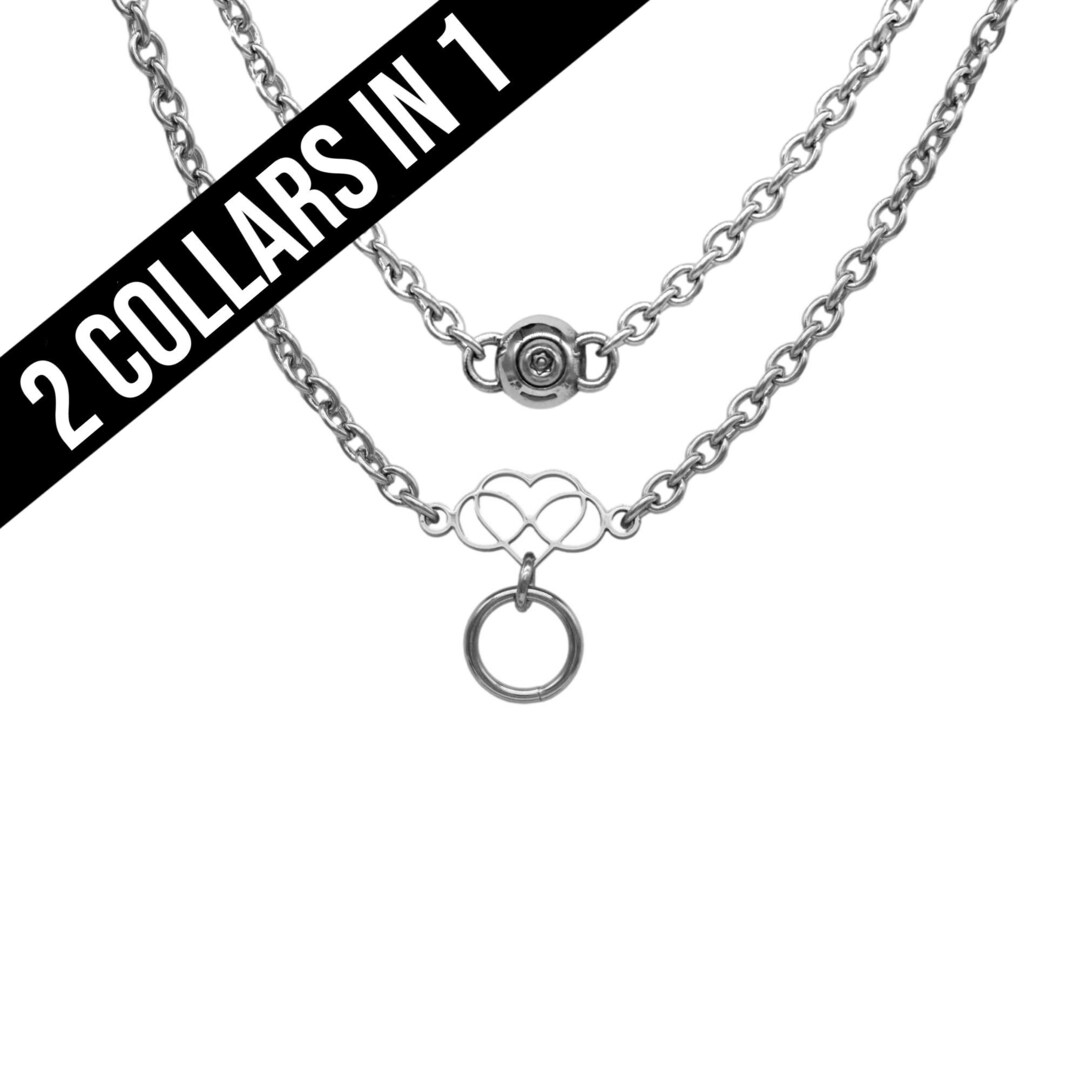 2 COLLARS IN 1 forever 24/7 Wear Reversible Poly 316L Stainless Steel