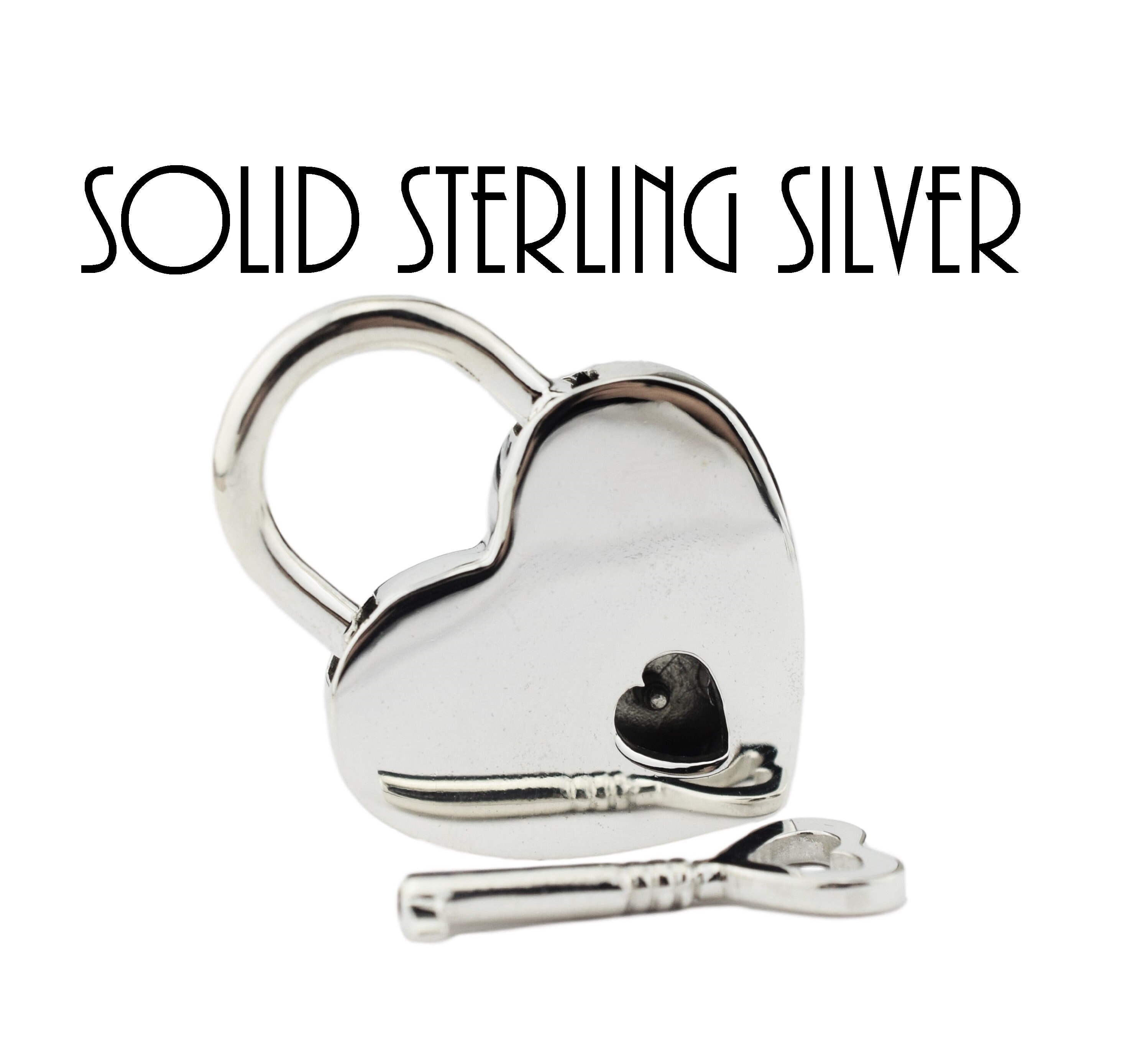 Large Solid Sterling Silver Heart Lock 