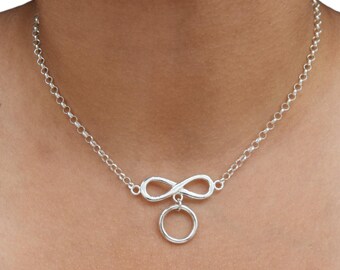 24/7 wear 925 Sterling Infinity O ring Locking BDSM Slave Submissive Sub Pet Bondage Submissive Day Collar Choker Necklace ToBeHis®