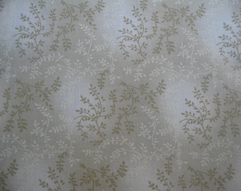 100 percent cotton fabric/beige with vines/quilting/apparel/crafts/by the yard