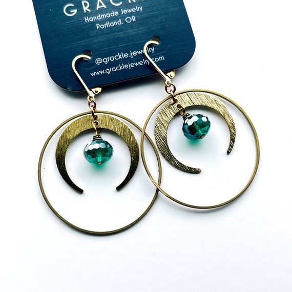 Emerald Crescent Hoops