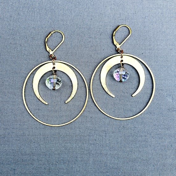 Crystal Crescent Hoops