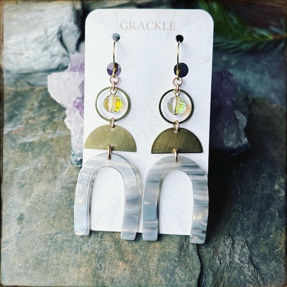 Stormy Gray Arch Earrings
