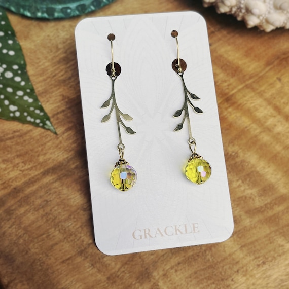 Green Drop Branch Earrings