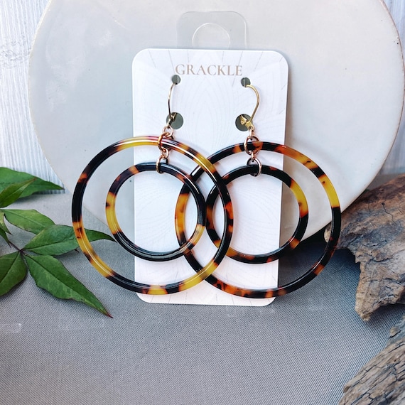 Double Tortoise Shell Hoop Earrings