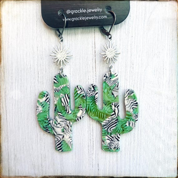 Silver Saguaro Cactus Earrings