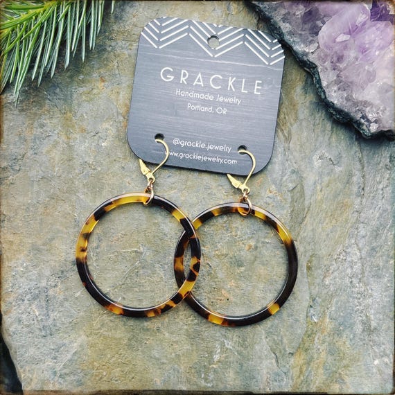 Medium Tortoise Shell Hoop Earrings