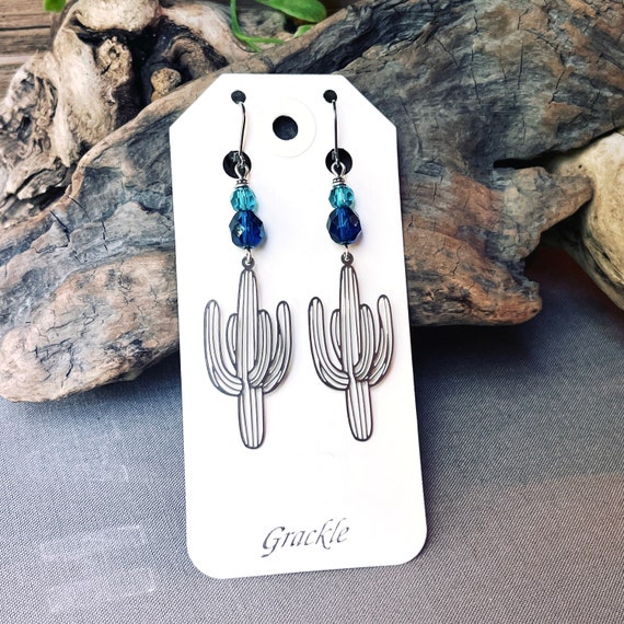 Silver Saguaro Earrings
