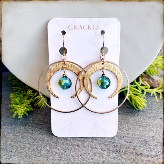 Emerald Crescent Hoops