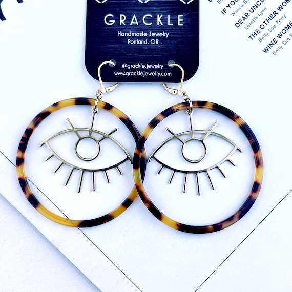 Large Tortoise Shell Eye Hoops