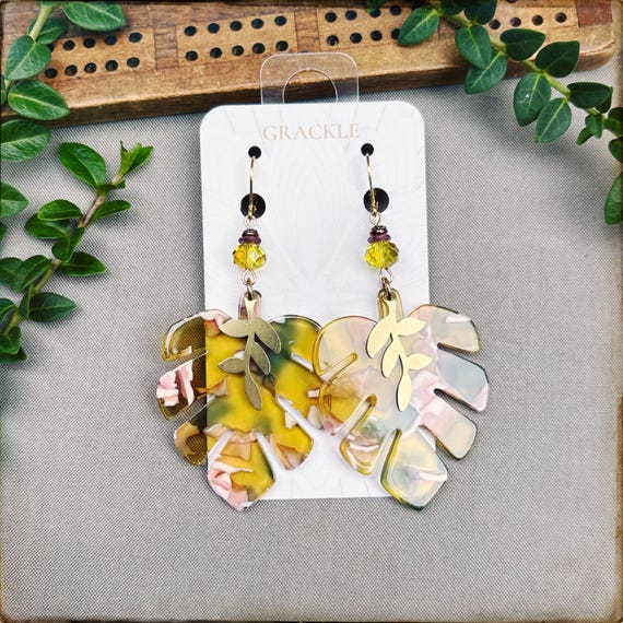 Colorful Kenton Leaf Earrings