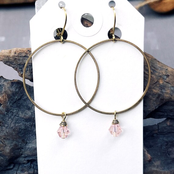 Pink Gem Hoops