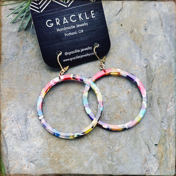 Medium Confetti Hoop Earrings