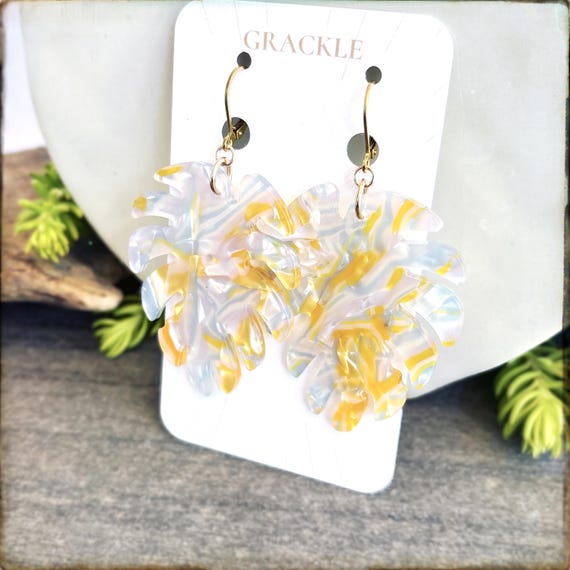 Easter Monstera Earrings