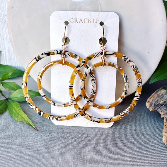 Double Honey Mustard Hoop Earrings