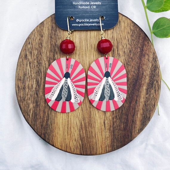 Crimson Moth Earrings