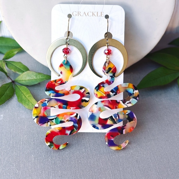 Full Moon Confetti Serpent Earrings