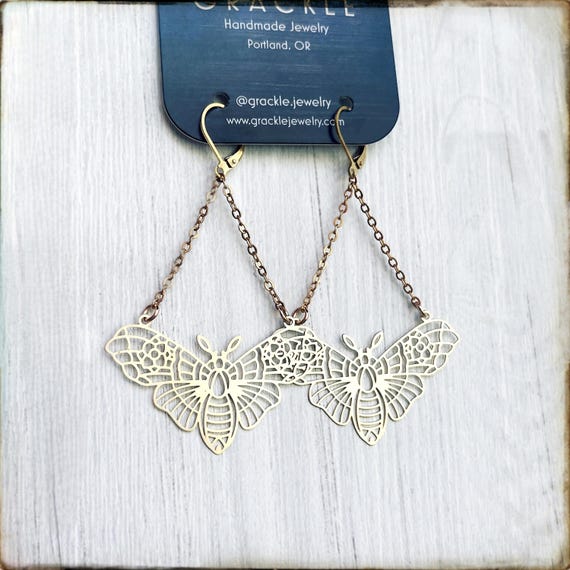 Lacey Moth Earrings