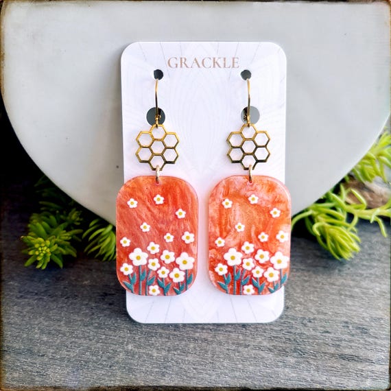 Clementine Orange Daisy Earrings