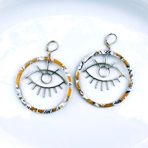 Large Mustard Eye Hoops