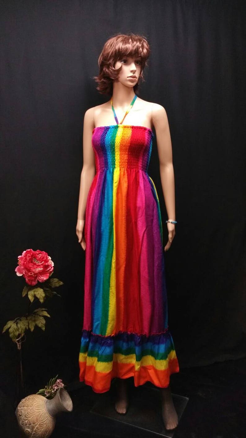 Dresses Rainbow Chiffon Bohemian Beach Dress Summer Women 2019 New Sundress Plus Size V neck 