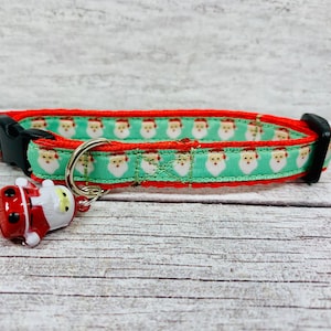 Santa Face Father Christmas Cat Collar Santa Red Xmas Christmas Cat Kitten Puppy Collar Festive Cat Safety Cat Collar Kitten Collar image 1