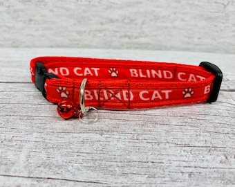 Blind Cat Collar - Breakaway Kitten, Small Dog - Any Colour Alert Handmade UK