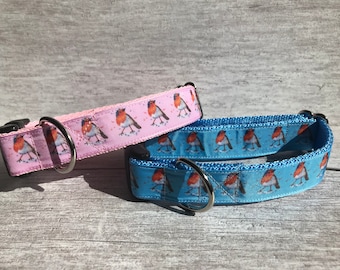Christmas Robins Dog Collar: Festive Holiday Puppy Collar, Adjustable Fit