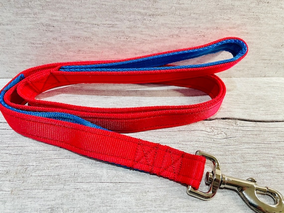Padded Handle Dog Lead - Traffic Leash Two Tone, Cushioned Comfortable Walking Puppy Handmade UK