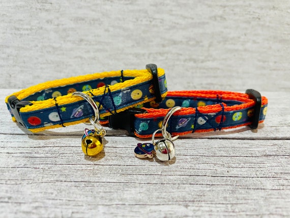 Space Galaxy Cat Collar Planet Solar System Moon Saturn Jupiter Venus Neptune Ribbon Kitten Cat Puppy Small Dog Collar Includes CHARM Etsy