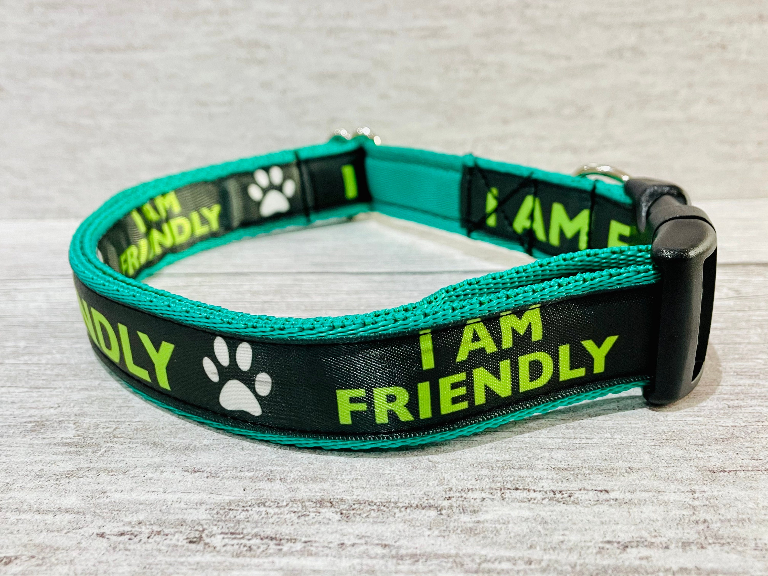Lustige Hundeleine Mit Aufdruck 'I Am Friendly' – Gelb, 70 X 35 Cm, Aus Polyester Für Mittelgroße Hunde