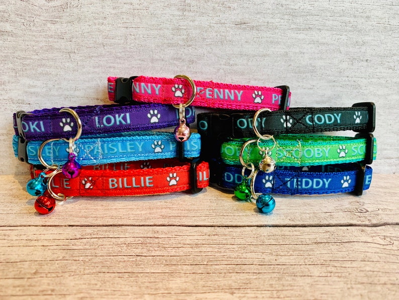 Personalised Cat Collar Personalized Cat Collar Cat ID TAG Etsy