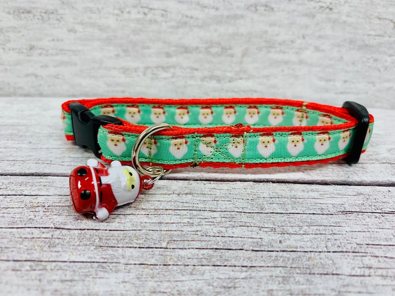 Santa Face Father Christmas Cat Collar Santa Red Xmas Christmas Cat Kitten Puppy Collar Festive Cat Safety Cat Collar Kitten Collar image 1