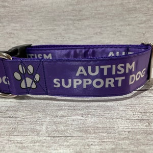 Autism Support Dog - Personalised - Small Dog - Large Dog - Cushioned Webbing - Any colour - Puppy Collar