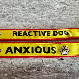Anxious Dog Lead - Short Extension Alert Clip, Nervous Reactive Warning Handmade UK
