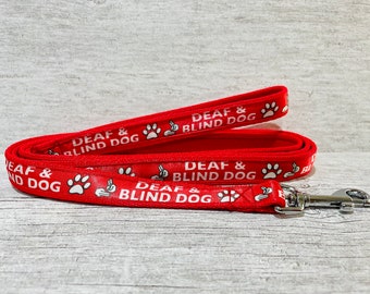 DEAF and BLIND Lead Leash no sight no hearing *Dog Lead *Leash* Alert Collars - Any Colour