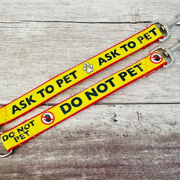 Ask to Pet Lead Leash ** Working Dog Dog Leash Tag ** Dog ID tag ** Dog Lead Add on - Alert Lead - Extension Lead Leash