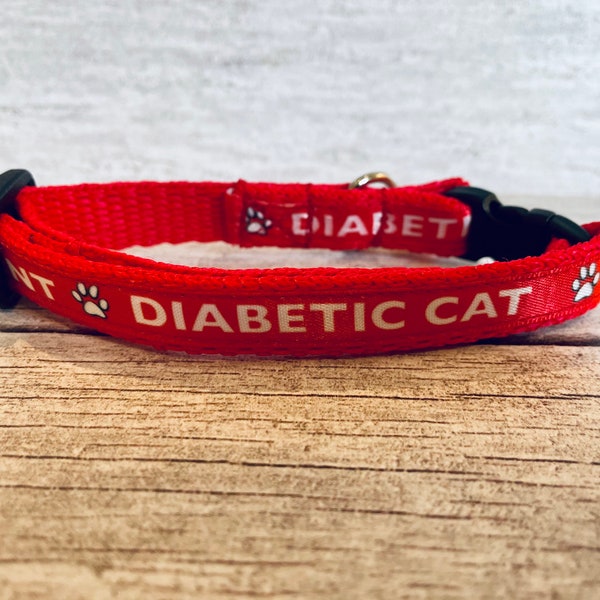 Epileptic Seizures - Diabetic Cat - Diabetic Dog - Insulin Dependent - Medical Alert Ribbon Kitten Cat Puppy Small Dog Collar