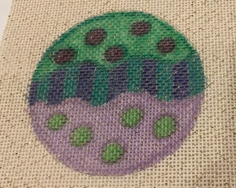 Snow House Christmas Ornament Handpainted 3 Hearts Design Needlepoint Canvas