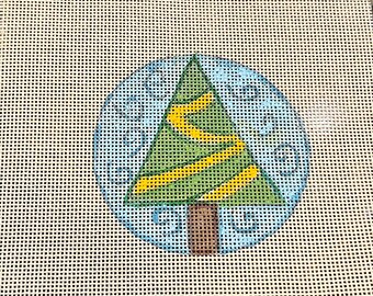Handpainted Christmas Tree Ornament Needlepoint Canvas