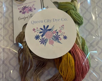 5 Skeins of Queen City Dye Company Overdyed Floss in Fall Colors #2602