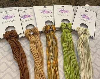 5  Skeins of Queen City Dye Company Overdyed Floss #2604