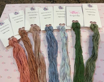 7 Skeins of Queen City Dye Company Overdyed Floss - 09062601