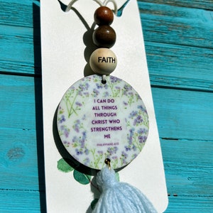 Christian Car Charm/Faith Christian Car accessories/Bible verse Car Accessories/Car rearview mirror Christian car hangers/Positive car charm