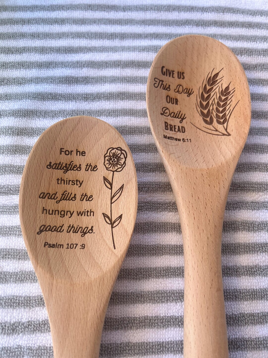 Bible Verse Engraved Spoons/personalized Wooden Spoons/funny Kitchen