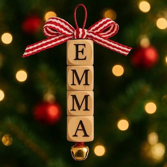 Personalized Christmas Wooden Letter Ornament Name Ornament Gift For Her Christmas Holiday Gift Christmas Gift